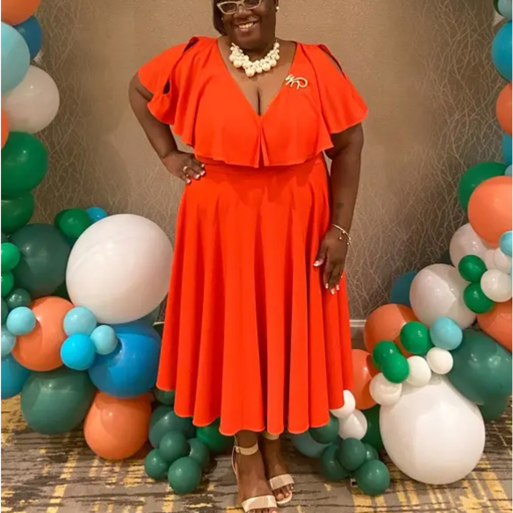 Jay Godfrey Orange Party Dress Size 18 Fit & Flare Party Wedding Romantic $437 - Picture 5 of 14
